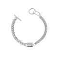 wholesale S925 sterling silver 0030 Korean version ins niche design minimalist OT buckle lock head double-layer chain textured bracelet for women-0-5