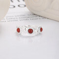 wholesale S925 Sterling Silver Copper Coin Southern Red Agate Ring, Antique Vintage Adjustable National Style Index Finger Ring, Live Streaming Supply-0-4