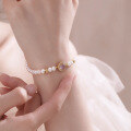 wholesale 925 Sterling Silver Rose Quartz Pearl White Bracelet for Women, Natural Freshwater Pearl Hand String, Ins Versatile Play Accessory-0-2