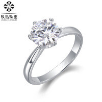 Sterling Silver Minimalist Claw-Set Closed Ring, Amazon Cross-Border Best-Seller-Six-prong closed ring, 2 carats/8.0mm, US size 8/Hong Kong size 17.