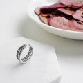 wholesale S925 Sterling Silver 040 Korean-style Vintage Distressed Line Hollow Twist Open Adjustable Ring Women's Knuckle Ring Toe Ring-0-2