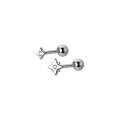 wholesale 925 Sterling Silver Asymmetric Four-Pointed Star Stud Earrings with Diamond Inlay, Minimalist Niche Geometric Star Screw-On Earrings M0239-0-4
