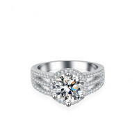 S925 Silver 2ct Moissanite Three-Row Fashion Women's Ring-2 carats (set with moissanite)  18 yards