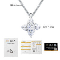 S925 Silver Cross Star Pendant Necklace, Four-Leaf Clover Mermaid Tear Design-Chopin necklace, 3 carats (8*8mm)  high carbon stone