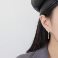 wholesale S925 Sterling Silver Asymmetrical Circular Long Heavy Work Chain Earrings for Women, Ear Clips-0-3