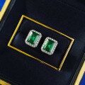wholesale S925 Silver European and American Vintage Style Cultivated Emerald Cut 6*8 Earrings, Versatile Summer Women's Jewelry-0-3