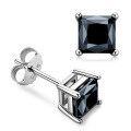 Sterling Silver Black Moissanite Football Stud Earrings Wholesale-0-8
