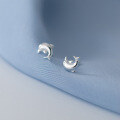 wholesale S925 Silver Korean-style minimalist dolphin earrings, summer petite and fresh women's ear accessories M02718-0-0