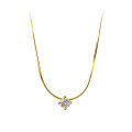 wholesale S925 Sterling Silver Minimalist Single Diamond Snake Chain Necklace Petite Ins Style Light Luxury Women's Necklace Y00438-0-4