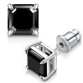 wholesale S925 Sterling Silver Black Square Moissanite Stud Earrings with Four-Prong Setting, Ascher Cut Pagoda Moissanite, Fashionable and Unique Earrings-0-4
