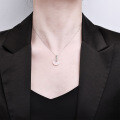 S925 Silver White Chalcedony Pendant Peace Buckle Necklace Gift-0-1