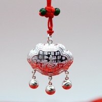 wholesale S999 Pure Silver Fu Character Longevity Lock Necklace for Babies and Infants, Full Moon and Birthday Celebration, Peace and Good Luck Pendant-Longevity and Wealth (4000024) Pure Silver