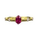 wholesale S925 Silver Gold-Plated Oval 4*6 Egg-Shaped Ruby Ring for Women, French Style Daily Versatile Live Stream-0-4