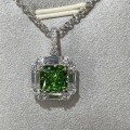 wholesale S925 Sterling Silver Small Fresh Apple Green Ice-Cut Necklace for Women with Colored Gemstone Pendant, Direct Factory Supply-0-2