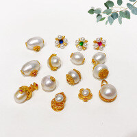 wholesale S925 Silver Natural Freshwater Pearl Barrel Spacer Bead Floral Accent Semi-finished Dangle Strand Accessory-Pearl buttons