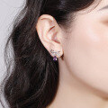 wholesale S925 Sterling Silver Vintage Sweet Elegant Bow Knot Inlaid with Natural Colored Gemstone Crystal Earrings-0-3