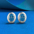 wholesale 925 Silver Gold-Plated with 6*8 Ice-Cut Aqua Blue Diamond Earrings, Zhuozhifan Jewelry New Design Light Luxury Style-0-6