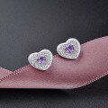 wholesale S925 Silver Embedded Zircon Classic Heart-shaped Earrings, New Korean-style Minimalist Earrings from the Source Factory for Wholesale-0-5