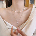 wholesale S925 Sterling Silver Korean Style Fashion Ins Trend Minimalist and Fresh Double Layer Snake Chain Necklace-0-3
