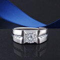 wholesale S925 Sterling Silver Stylish Zirconia Ring Korean Version Handsome Men's Inlaid Diamond Adjustable Opening Ring Jewelry-0-2