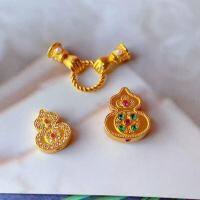 wholesale S925 silver gold-plated gourd accessories DIY bracelet necklace spacer beads handcrafted braided cord accessories pure silver diamond-inlaid fortune and prosperity-3# one