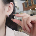 wholesale S925 Sterling Silver Trendy Korean-style New Square Design Statement Earrings, Versatile for Commuting, Unisex Cool Wind Ear Accessories-0-3
