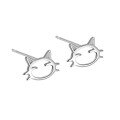 wholesale 925 Sterling Silver Cartoon Cat Ear Studs, Hypoallergenic, Versatile, Small And Exquisite, High-end Ins Style, No Need To Remove-0-7