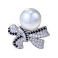 wholesale S925 silver new artificial synthetic 12mm pearl ring for women, luxurious and fashionable European style-0-4