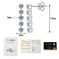 S925 Sterling Silver Moissanite Earrings, Luxury Fringe Design Wholesale-10 points * 10 stones, totaling 1 carat of moissanite  925 silver