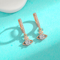 wholesale Platinum S925 Sterling Silver Moissanite Earrings, New Cross-Border Small and Advanced Fashion Versatile Design Accessories for Women-30 points + 30 points Moissanite (white gold) earrings  925 silver