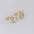 wholesale S925 Silver Plated 14K Gold Vintage Style Earrings, Unique Design Small Batch Green Amethyst Pearl Earrings-0-1