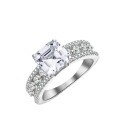 wholesale S925 Sterling Silver Cross-Border Wholesale 3-Carat Square Colored Moissanite Women's Ring Silver Jewelry Accessories High-End-0-3