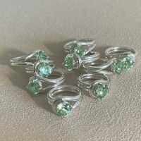 wholesale S925 Sterling Silver Hand-Knotted Single Diamond Ring for Women with Olive Green Multi-Faceted High Carbon Diamond and Paraiba Diamond-S925 Silver US Size 8 (Hong Kong Size 16-18)