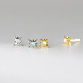 wholesale S925 Sterling Silver Japanese Korean Style Minimalist Luxury Green Opal Eight-Pointed Star Stud Earrings M06055-0-2