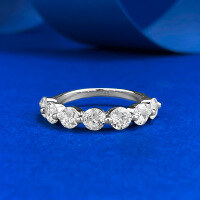 wholesale S925 Silver Plated Fashion 7 Small Diamond Half Diamond Eternity Band Ring, Versatile for Daily Wear, Cross-Border Fast Selling,Ins Style-R1341 Ring Size 8