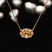 wholesale 925 Sterling Silver Natural Citrine Necklace, Sky Blue Topaz Collarbone Chain for Women, Wholesale One Piece-Citrine Necklace 925 Silver