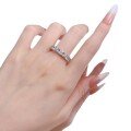 wholesale Metal geometric row diamond ring for women, minimalist and thin stackable ring, fashionable European and American style-0-4