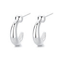 wholesale S925 Sterling Silver Minimalist Geometric C-shaped Stud Earrings, Fashionable and Versatile for Daily Wear, Elegant and Trendy Ins-style Cold Tone Earrings for Women-0-4