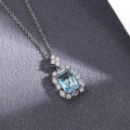 wholesale S925 Sterling Silver Summer Blue Topaz Necklace for Women, Minimalist Light Luxury Small Design French Collarbone Chain-0-1