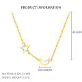 wholesale S925 Sterling Silver Farfan Star Moon Pendant Necklace, Women's Light Luxury Fashion Versatile Hollow-out Personality Choker-0-4