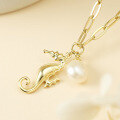 wholesale S925 Sterling Silver Cross-Border Fashion Accessory Women's Versatile New Product Seahorse Pendant with Natural Freshwater Pearl Necklace Wholesale-0-2