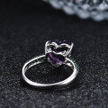 wholesale S925 sterling silver thorn bud design love-shaped gemstone ring with natural amethyst-0-3