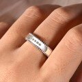 wholesale S925 Sterling Silver Wide Band Pearl-Edge Moissanite Ring, Amazon Best-Seller Geometric Crystal Fashion Stackable Ring-0-2