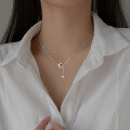 wholesale S925 Sterling Silver Small Fresh Star Moon Adjustable Matte Necklace for Women, Elegant Collarbone Chain D9083-0-1