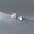 wholesale S925 Sterling Silver Full Diamond Heart Stud Earrings Sparkling Elegant Ins Style Sweet Niche Ear Jewelry M03639-0-2