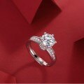 925 Sterling Silver Ring with Moissanite Six-Prong Setting, Exquisite Export Jewelry, New Women's Design, High-End Niche Style-0-2