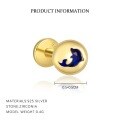wholesale S925 Silver Gold Plated Round Diamond Stud Earrings, Cute Marine Animal Series, Sweet and Edgy Style-0-10
