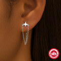 wholesale S925 Sterling Silver Classic Four-Pointed Cross Meteor Tassel Ear Chain Earrings-0-1