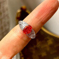 wholesale S925 Sterling Silver 7*9mm Oval Sunset Orange High-Carbon Diamond Ring Simulated Diamond Ring-0-1
