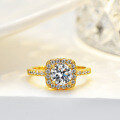 14K Gold Plated S925 Silver Ring with 1ct 65mm Moissanite-0-0